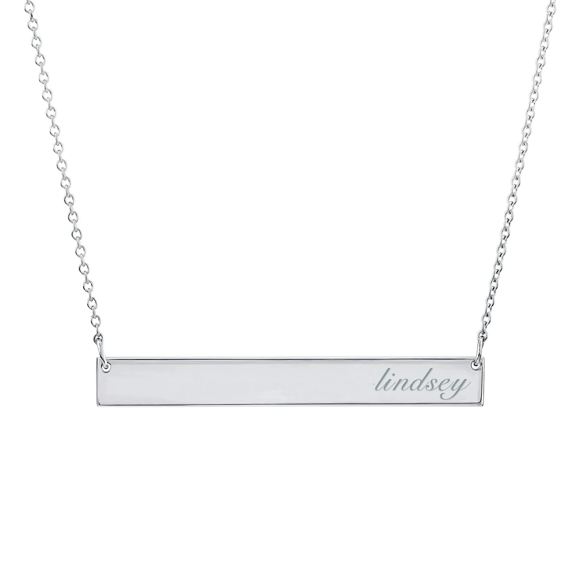 14k Gold Script Skinny Bar Necklace