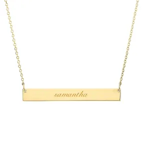 14k Gold Script Skinny Bar Necklace