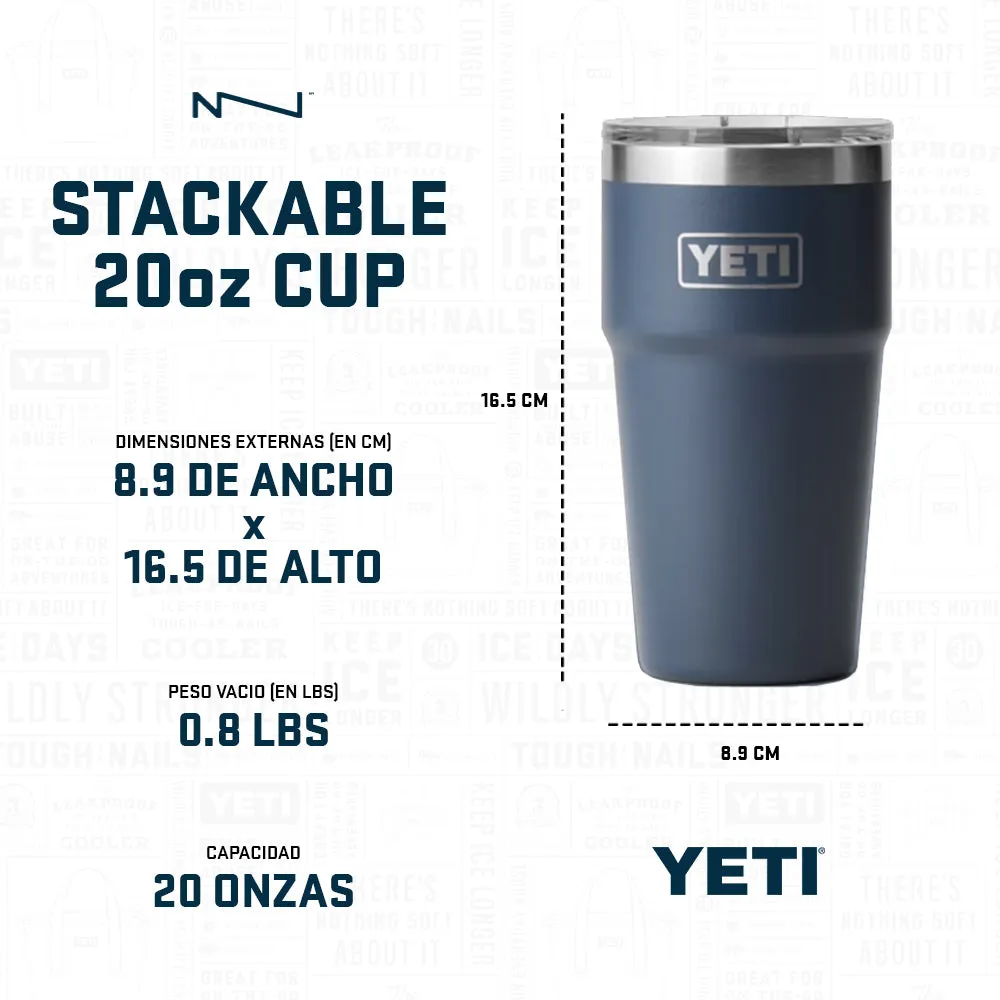 21071503703 TERMO RAMBLER 20oz STACKABLE CUP TAPA MAGNETICA BLANCO MARCA YETI