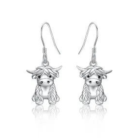 925 Sterling Silver Highland Cow Necklace Cow Earrings Cow Jewelry