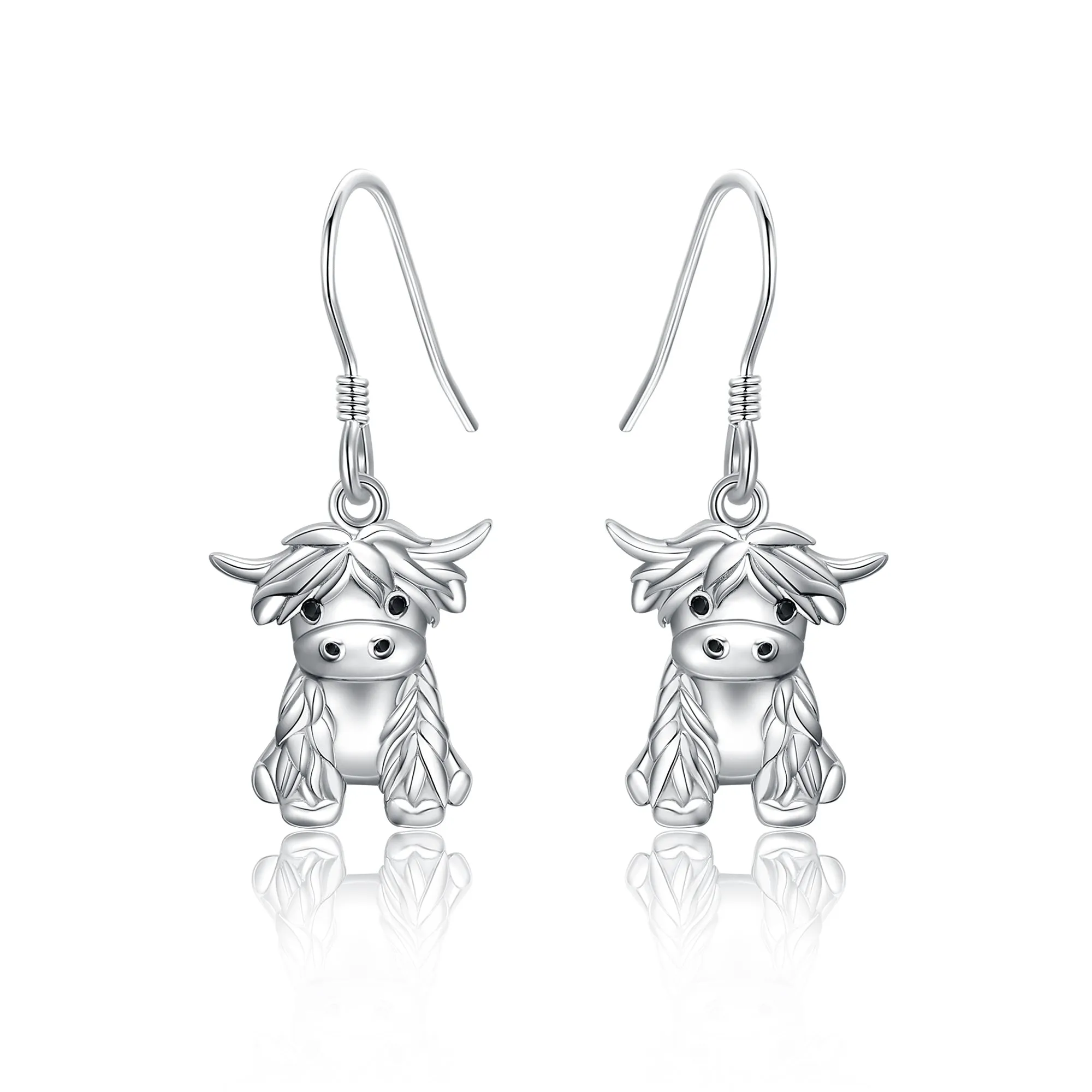 925 Sterling Silver Highland Cow Necklace Cow Earrings Cow Jewelry