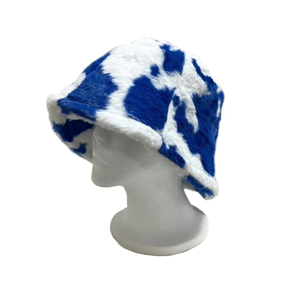 BE U | Faux Fur Cow Printed Bucket Hat