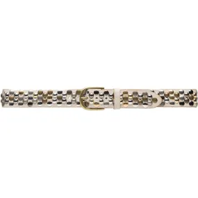 Beautiful leather belt with studs / 16094 - Sand