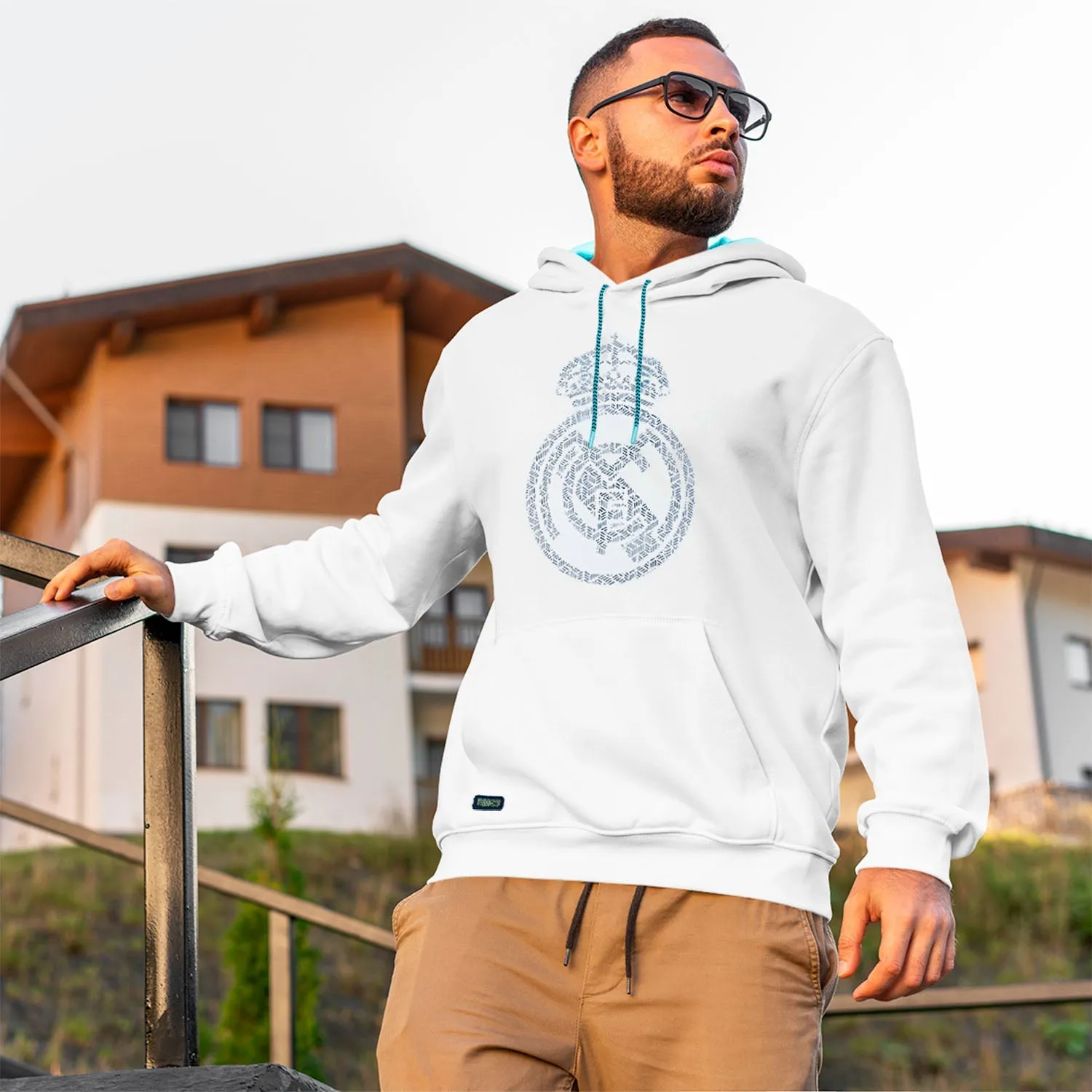 Bernabéu Neon Lights Sudadera Capucha Estampado Escudo Blanco