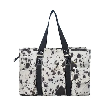 Black Cowhide NGIL Zippered Caddy Organizer Tote Bag