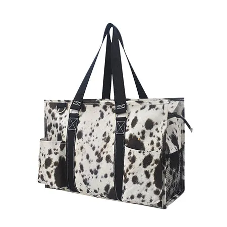 Black Cowhide NGIL Zippered Caddy Organizer Tote Bag