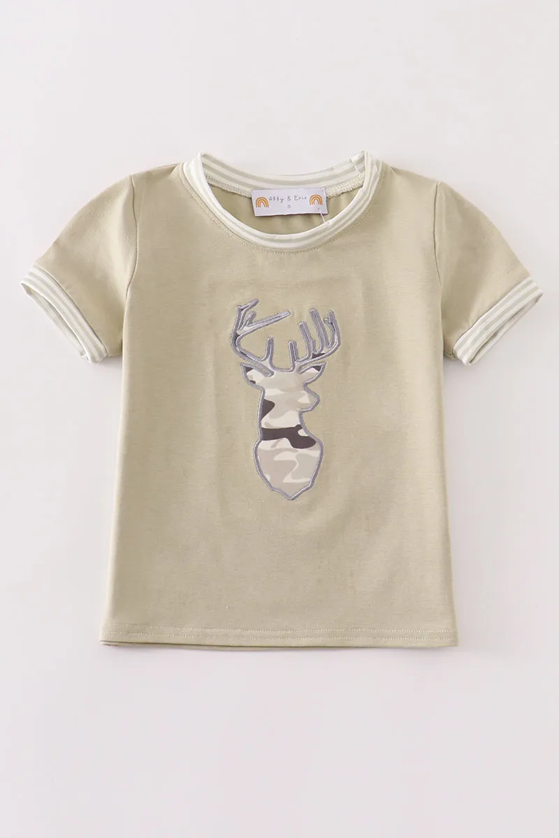 Camouflage antler applique boy top