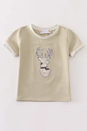 Camouflage antler applique boy top