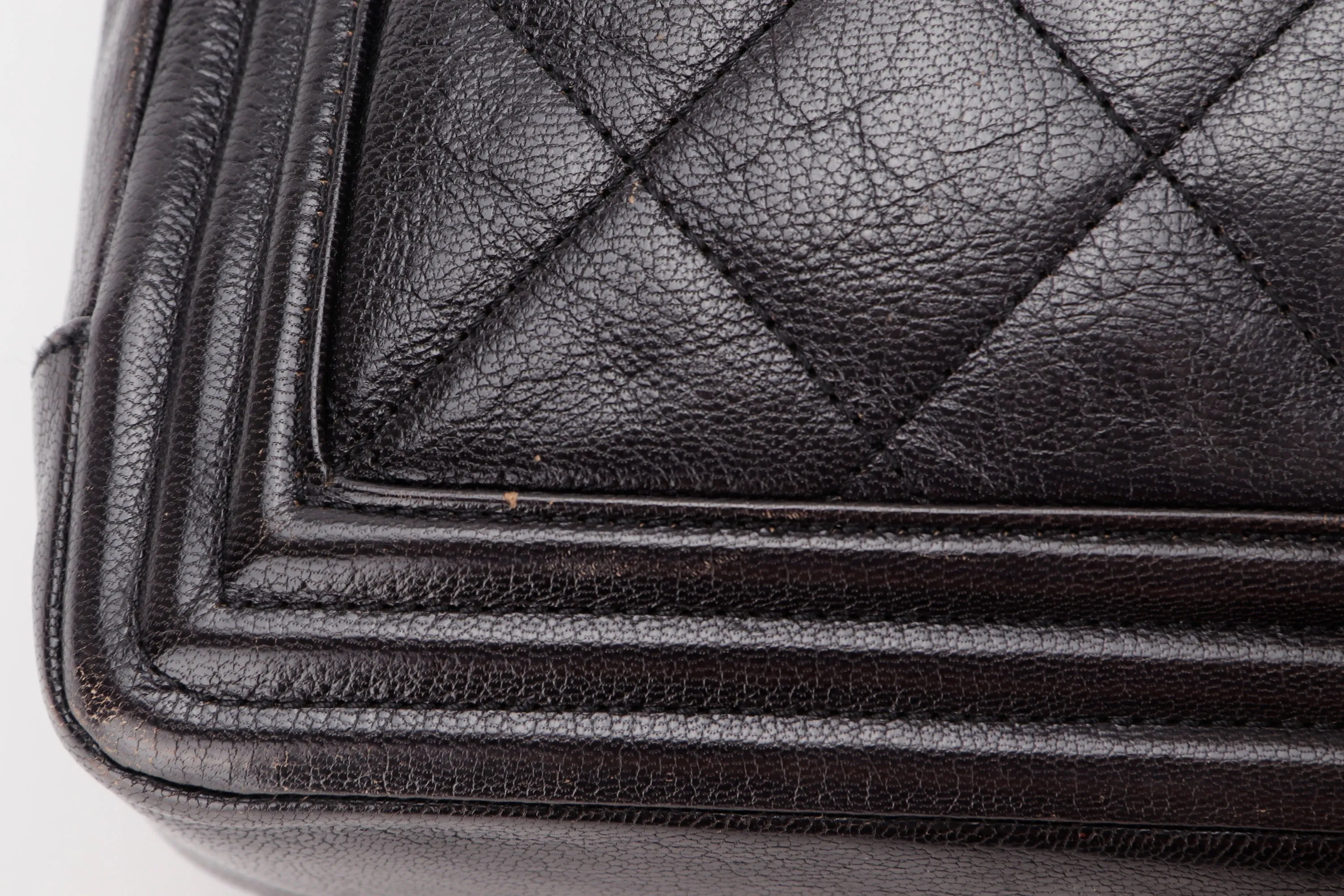 CHANEL LE BOY (1857xxxx) LARGE BLACK OMBRE GLAZED CALF LEATHER RUTHENIUM HARDWARE, WITH CARD, NO DUST COVER