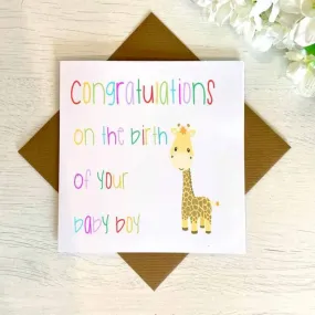 Congratulations On The Birth Of Your Baby Boy Greetings Card