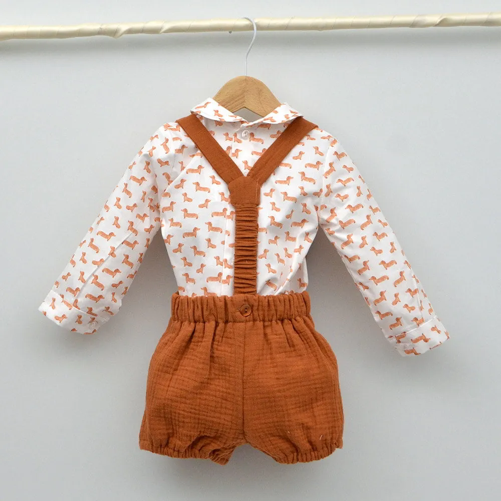 Conjunto bebé Martín con peto y camisa cuello bebé