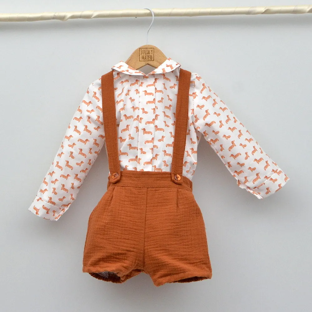 Conjunto bebé Martín con peto y camisa cuello bebé