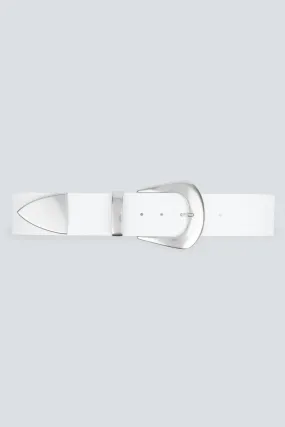 Copp Leather Belt in White and Silver