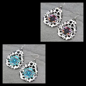 Cow aztec earrings