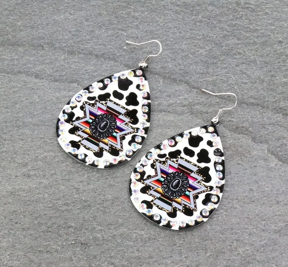 Cow aztec earrings