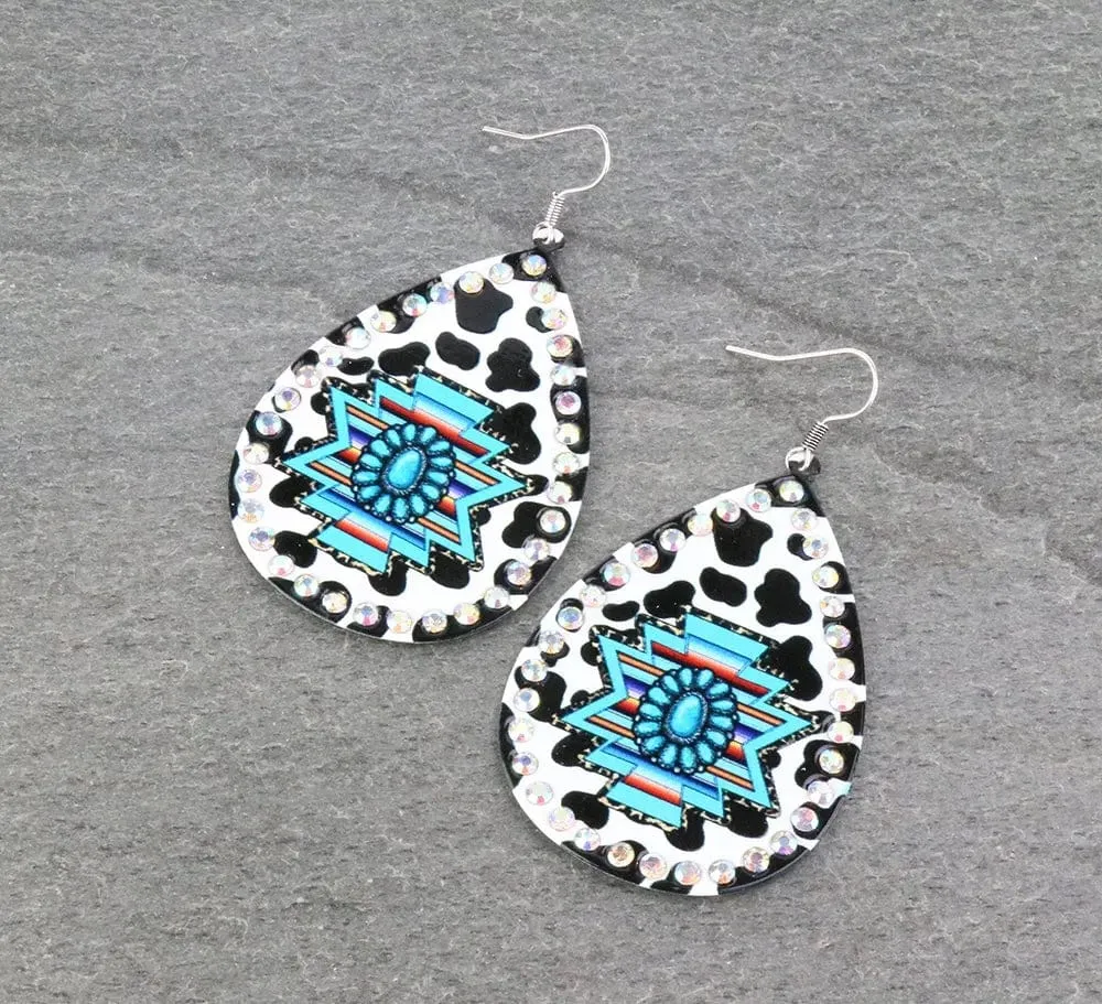 Cow aztec earrings