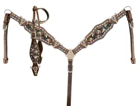 Cow Skull Inlay Headstall Set