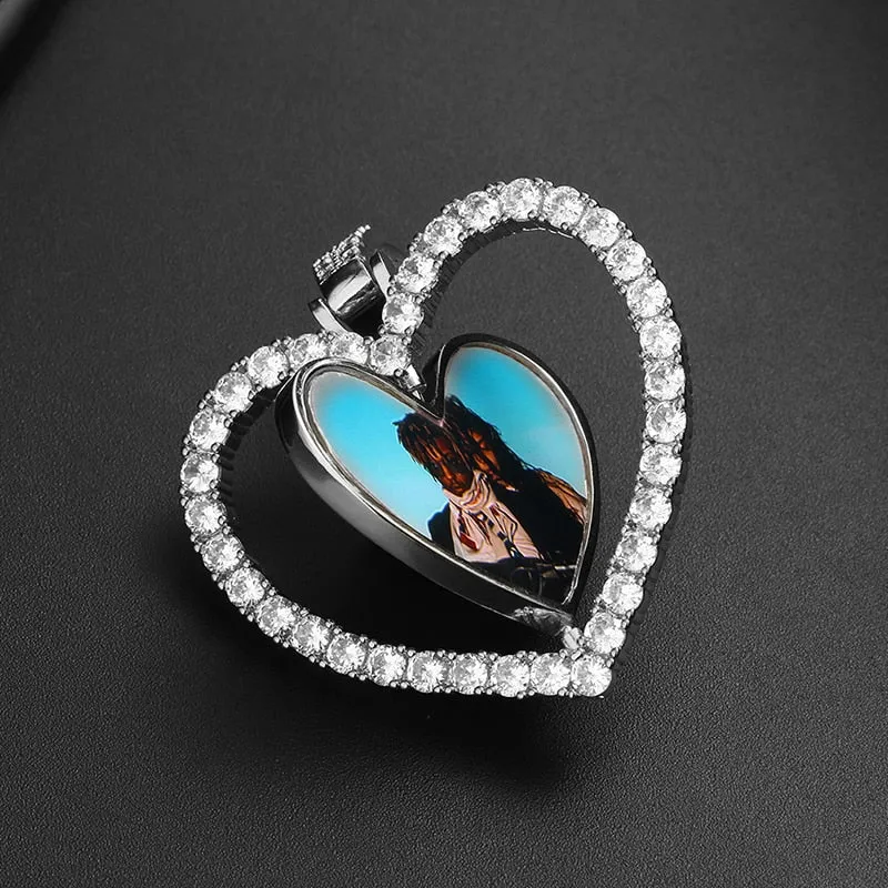 Custom Made Photo Heart Rotating Medallions Necklace-Christmas Gifts For Mom