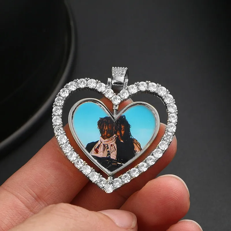 Custom Made Photo Heart Rotating Medallions Necklace-Christmas Gifts For Mom