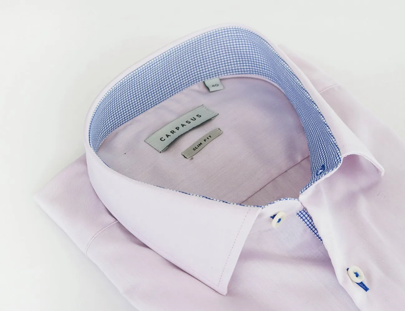 Dress Shirt Slim Fit Rose Contrast Blue Check