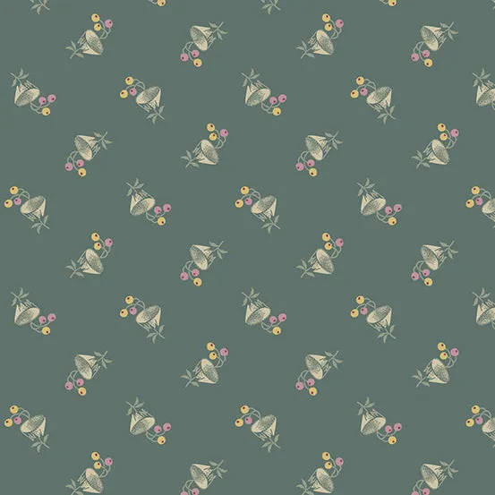 Fabric BACHELOR BUTTON Color EARL GREY from English Garden Collection by Edyta Sitar for Andover, A-797-T