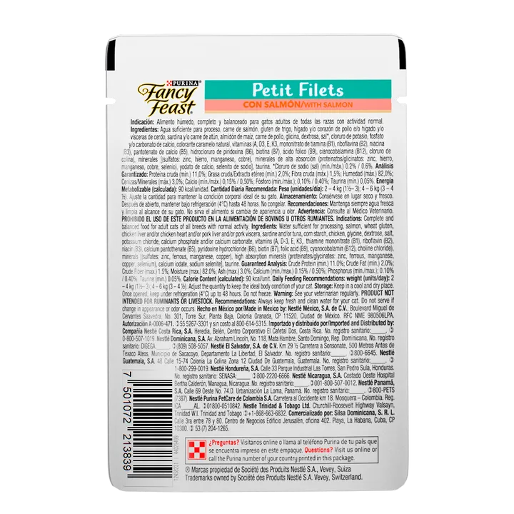 FANCY FEAST - Alimento Húmedo Petit Filete Salmón Pouch 85 g