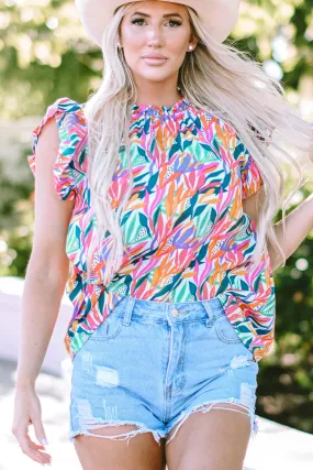 Floral Print Ruffled Blouse