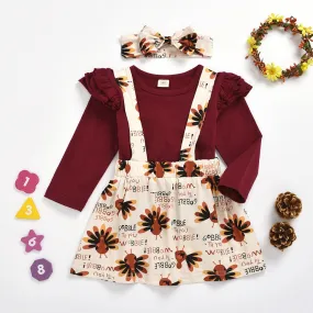 Girls Thanksgiving Outfit Gobble Til You Wobble Skirt Set