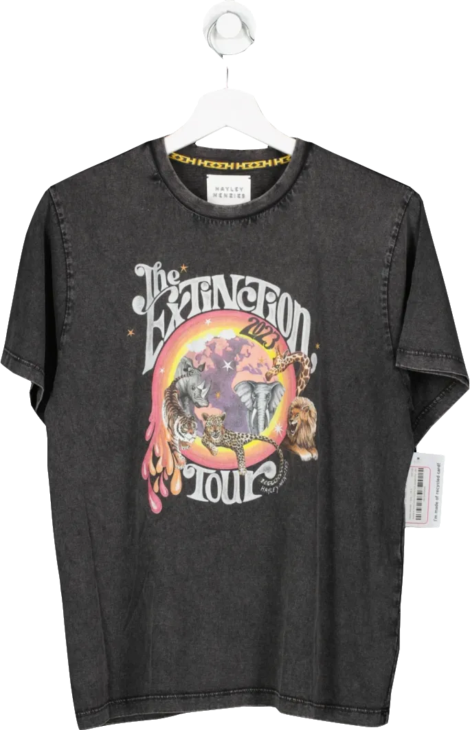 Hayley Menzies Grey Extinction Tour Charity T Shirt Acid Wash UK S