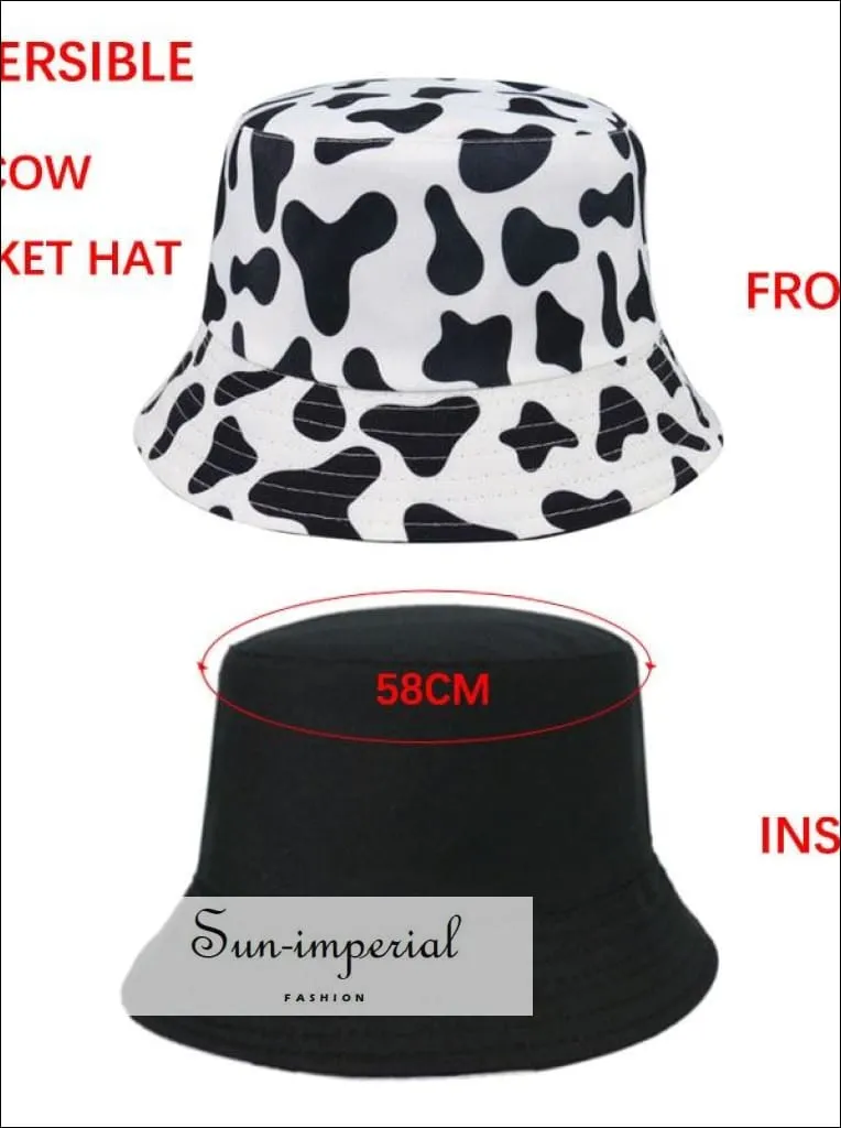 Hot Pink Paint Splash Print Reversible Black White Cow Pattern Women Bucket Hat