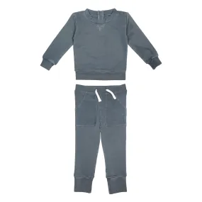 Kid's French Terry Sweatshirt and Jogger Set in Moonstone