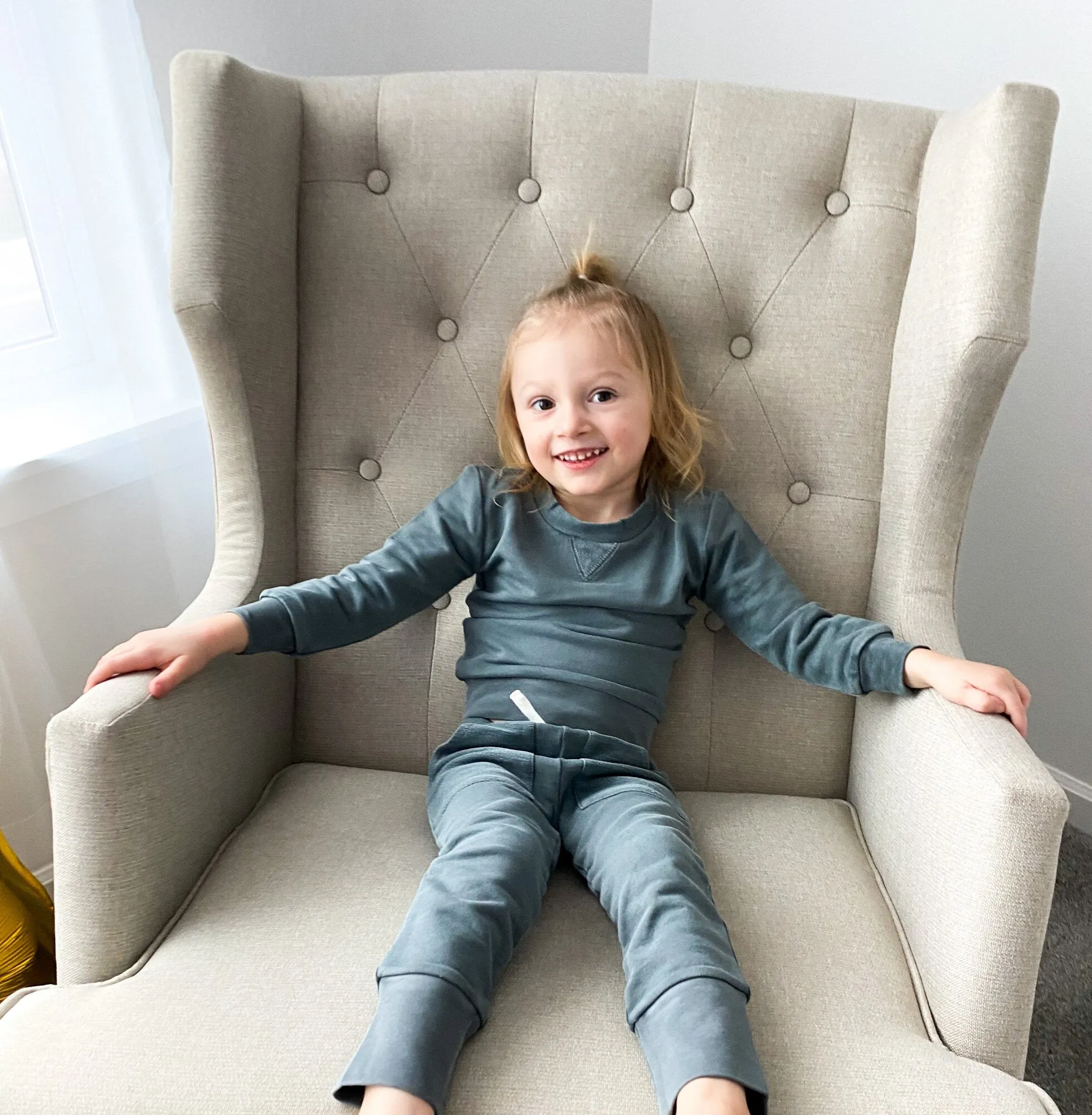 Kid's French Terry Sweatshirt and Jogger Set in Moonstone