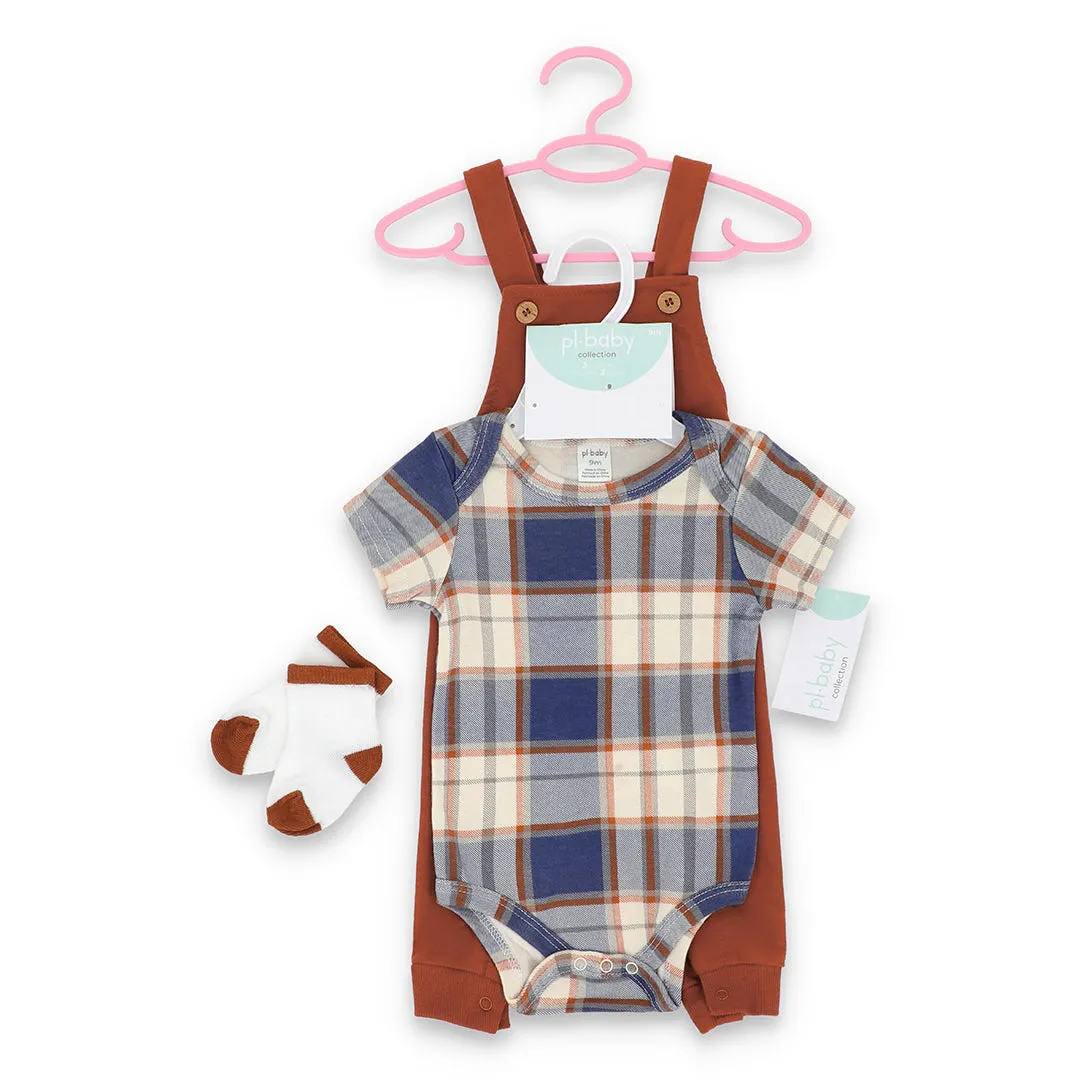 Little Brown Fox-3 Piece Dungarees Set