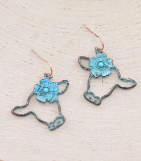 Patina cow earrings