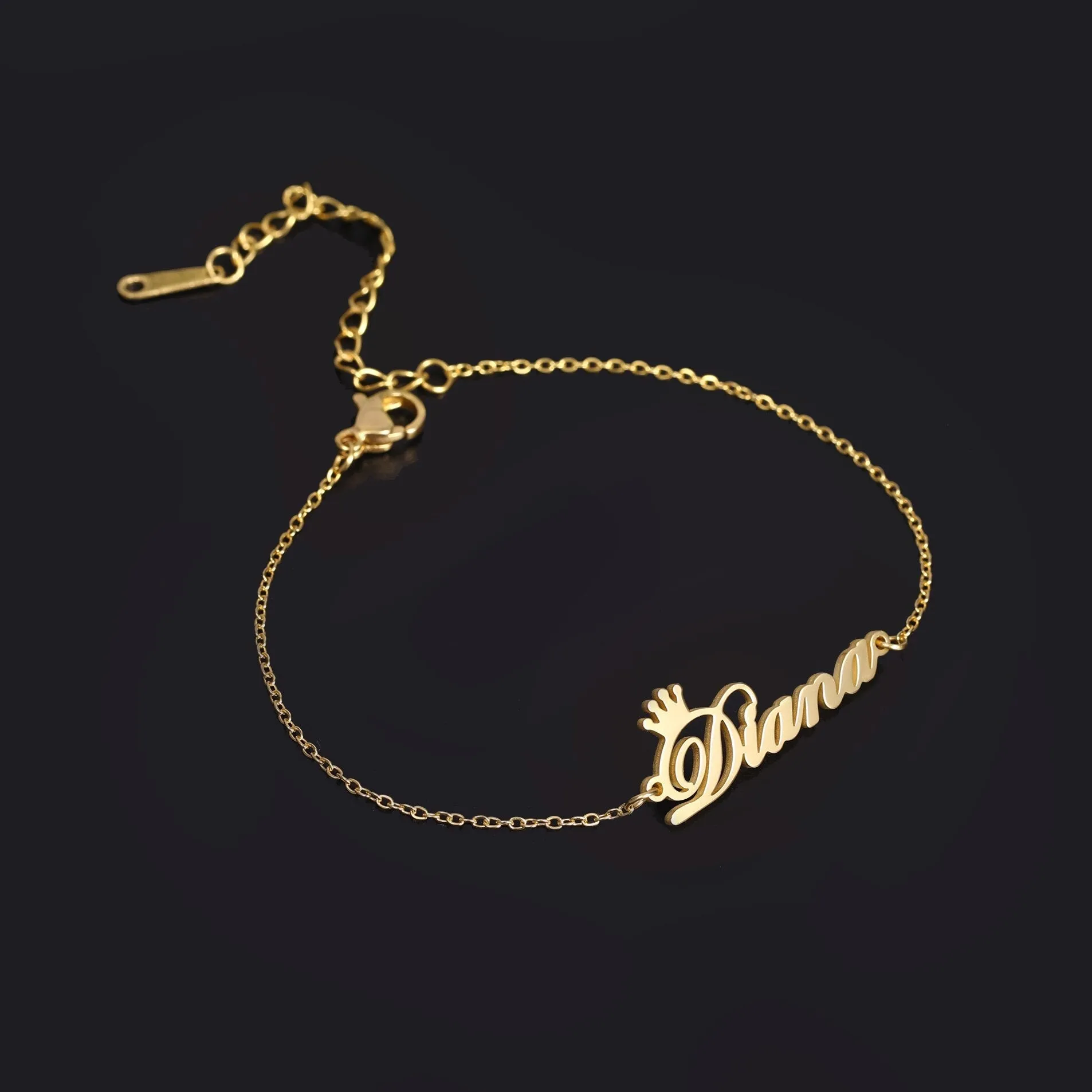 Personalized Crown Name Anklet- Anklet Bracelet With Name