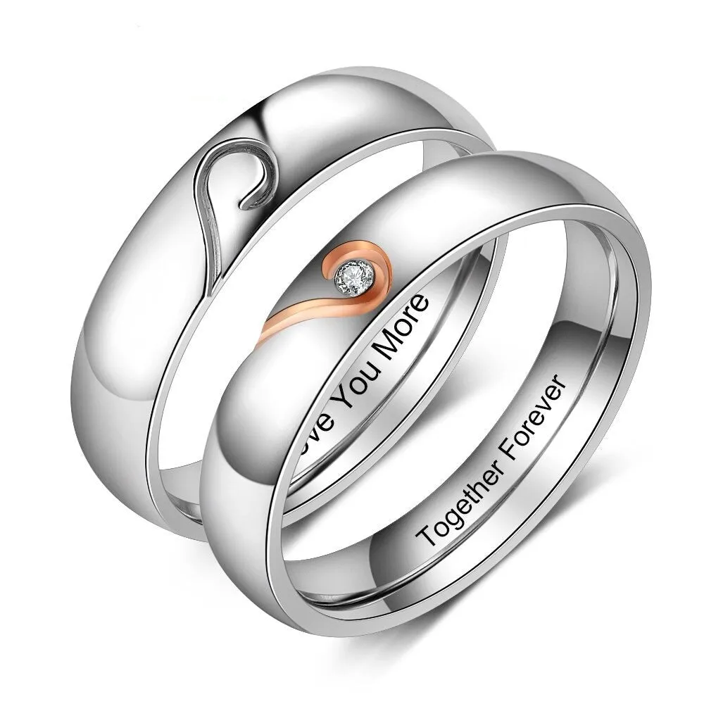 Personalized Inner Engraving Name Promise Couple Rings