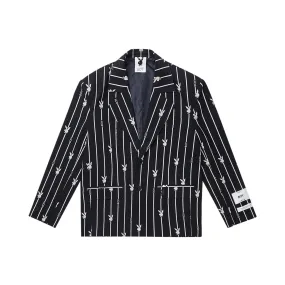 PLAYBOY X BOY BUNNY PINSTRIPE BLAZER - BLACK