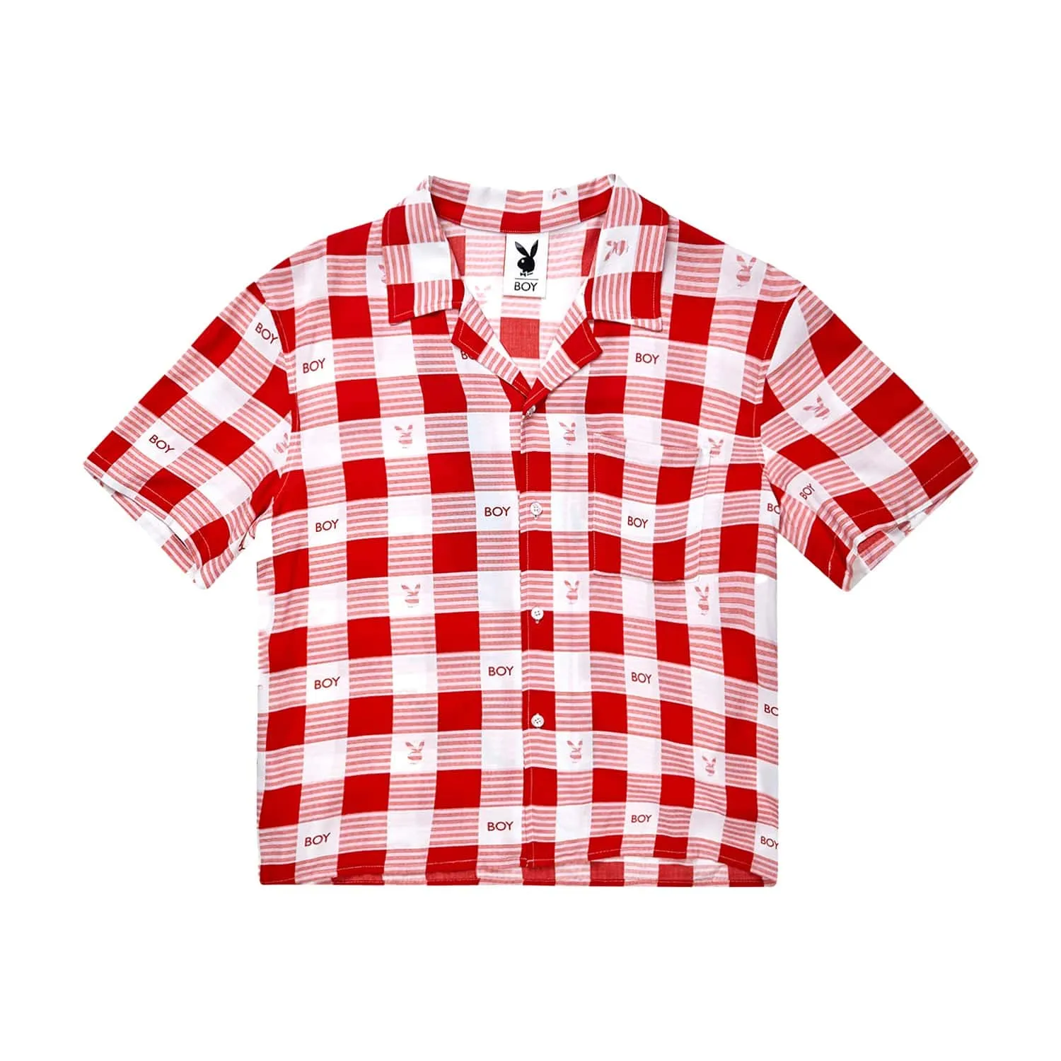 PLAYBOY X BOY GINGHAM BUNNY RESORT SHIRT - RED/WHITE