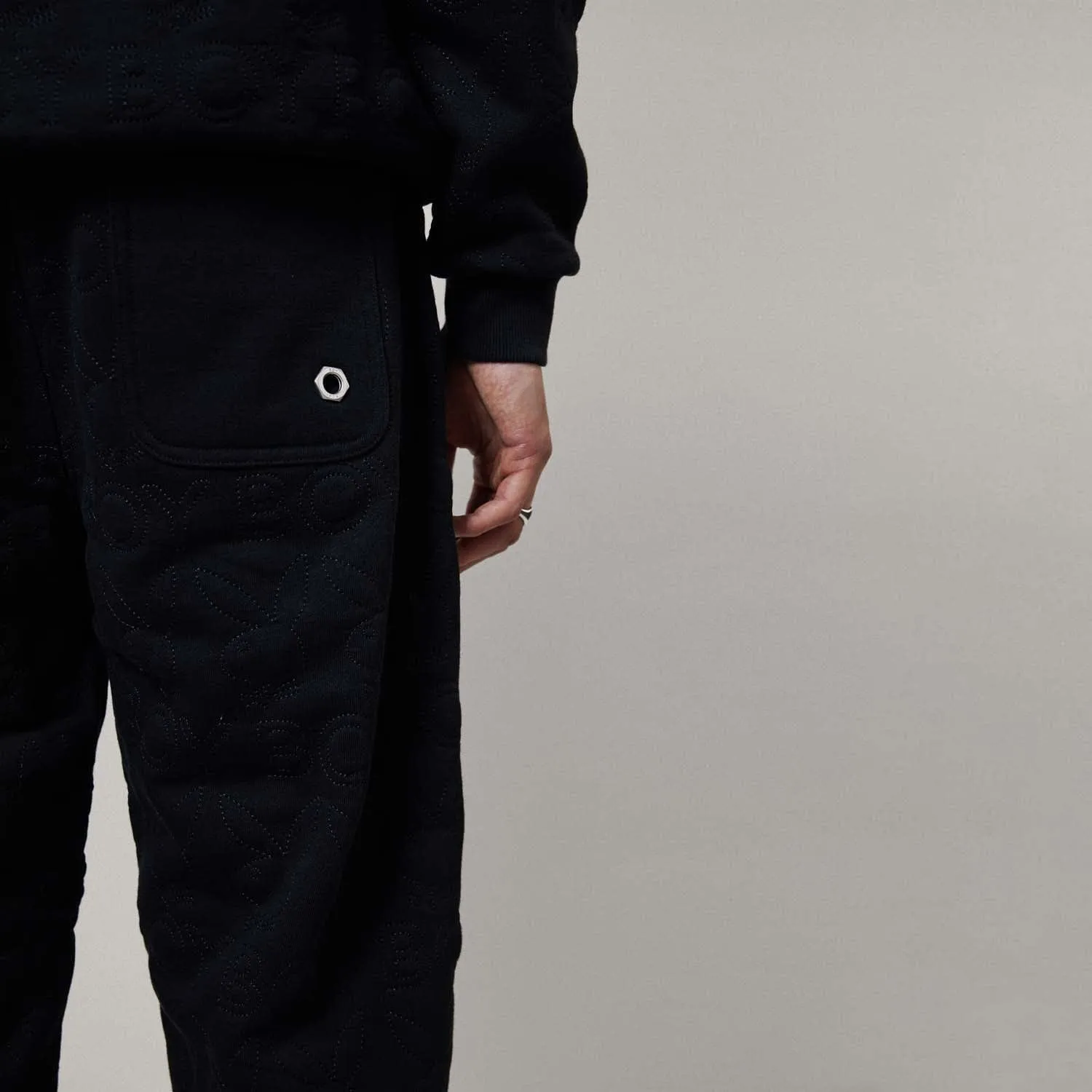 PLAYBOY X BOY QUILTED JOGGERS - BLACK