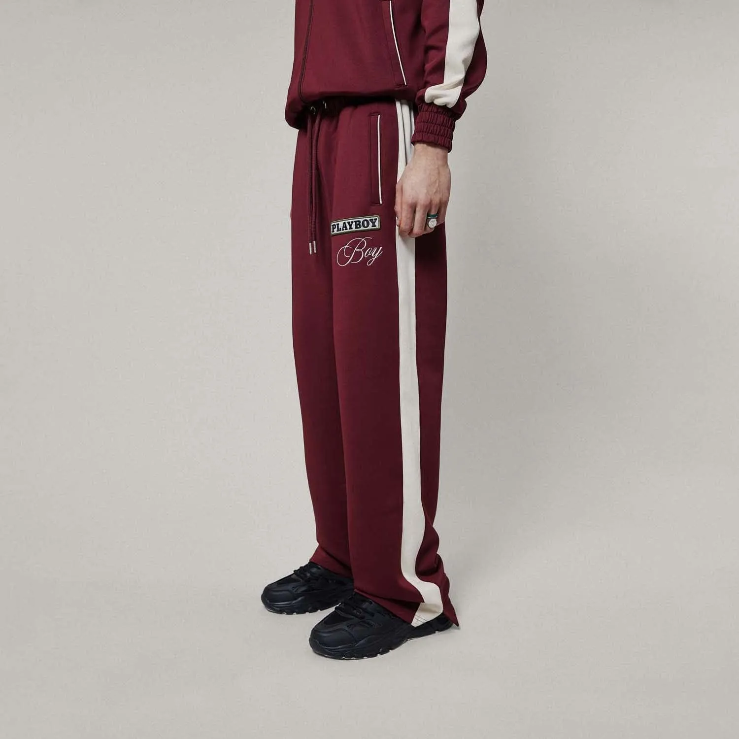 PLAYBOY X BOY WIDE LEG NYLON TRACK PANTS - PORT