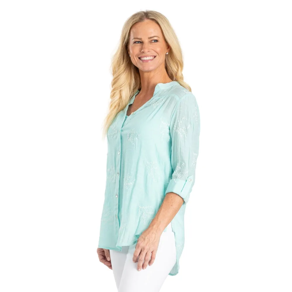 Sea Escape Button Front Tunic-Cami Set