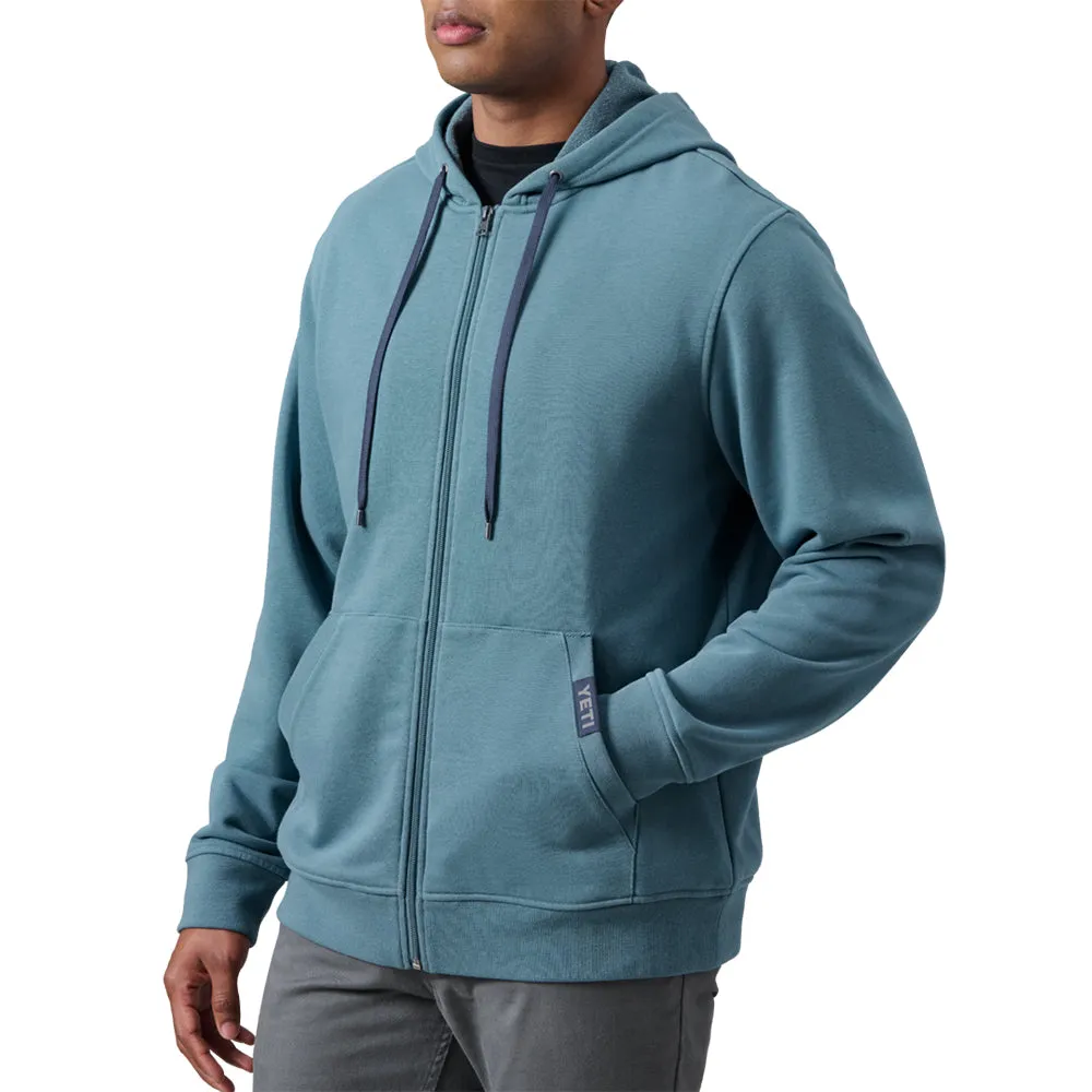 SUDADERA FRENCH TERRY LOGO FULL ZIP AZUL LAVADO MARCA YETI