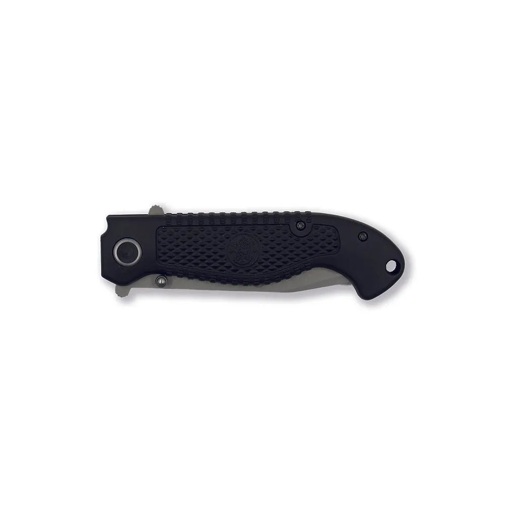 SW-CKTAC NAVAJA PLEGABLE SPECIAL TACTICAL CON HOJA TANTO MANGO DE GOMA NEGRO MARCA SMITH&WESSON