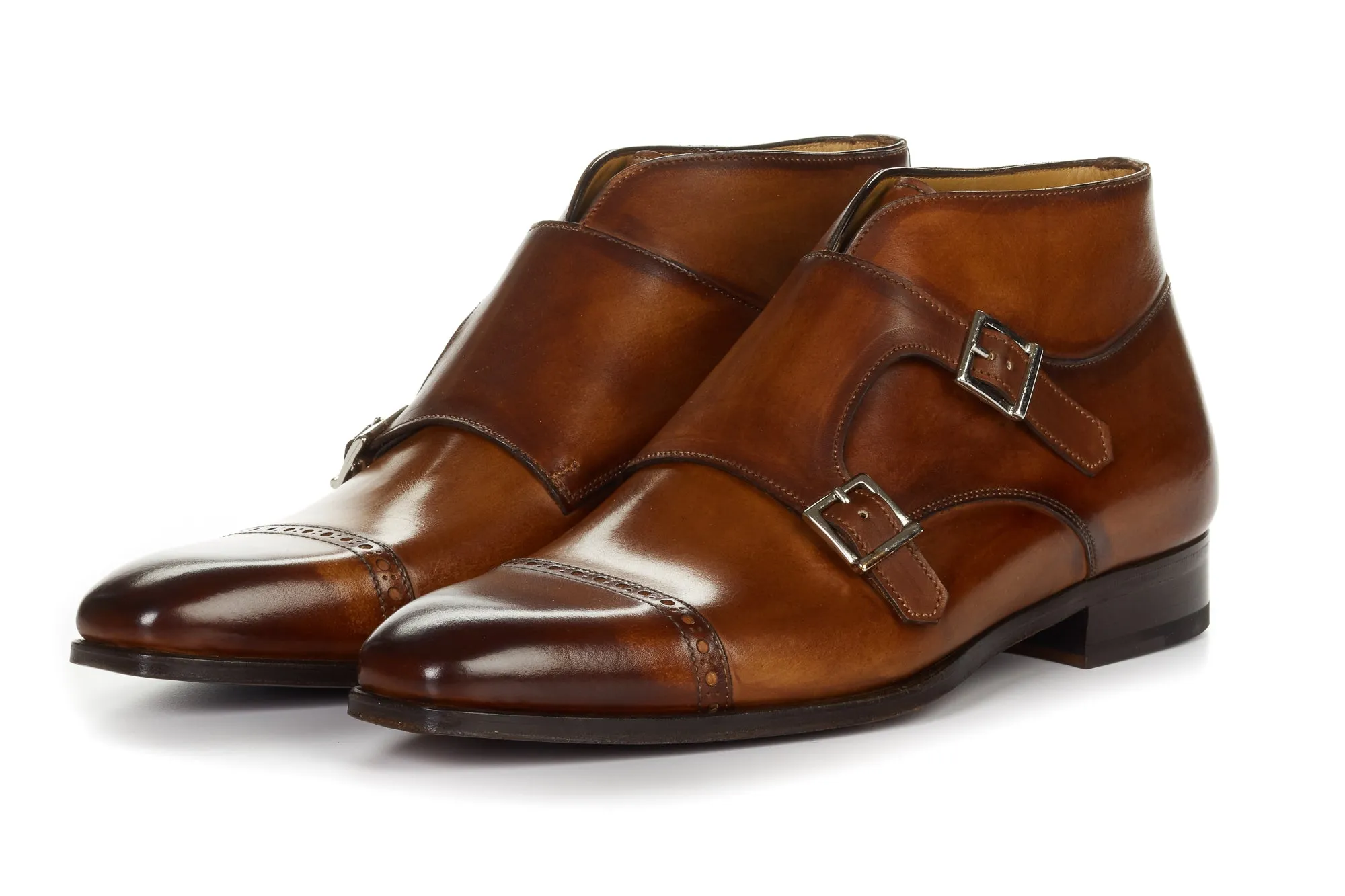 The Heston Double Monk Strap Boot - Havana Brown