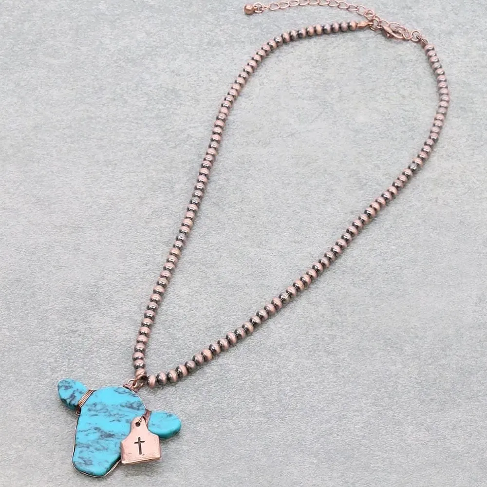 Turquoise stone Steer necklace