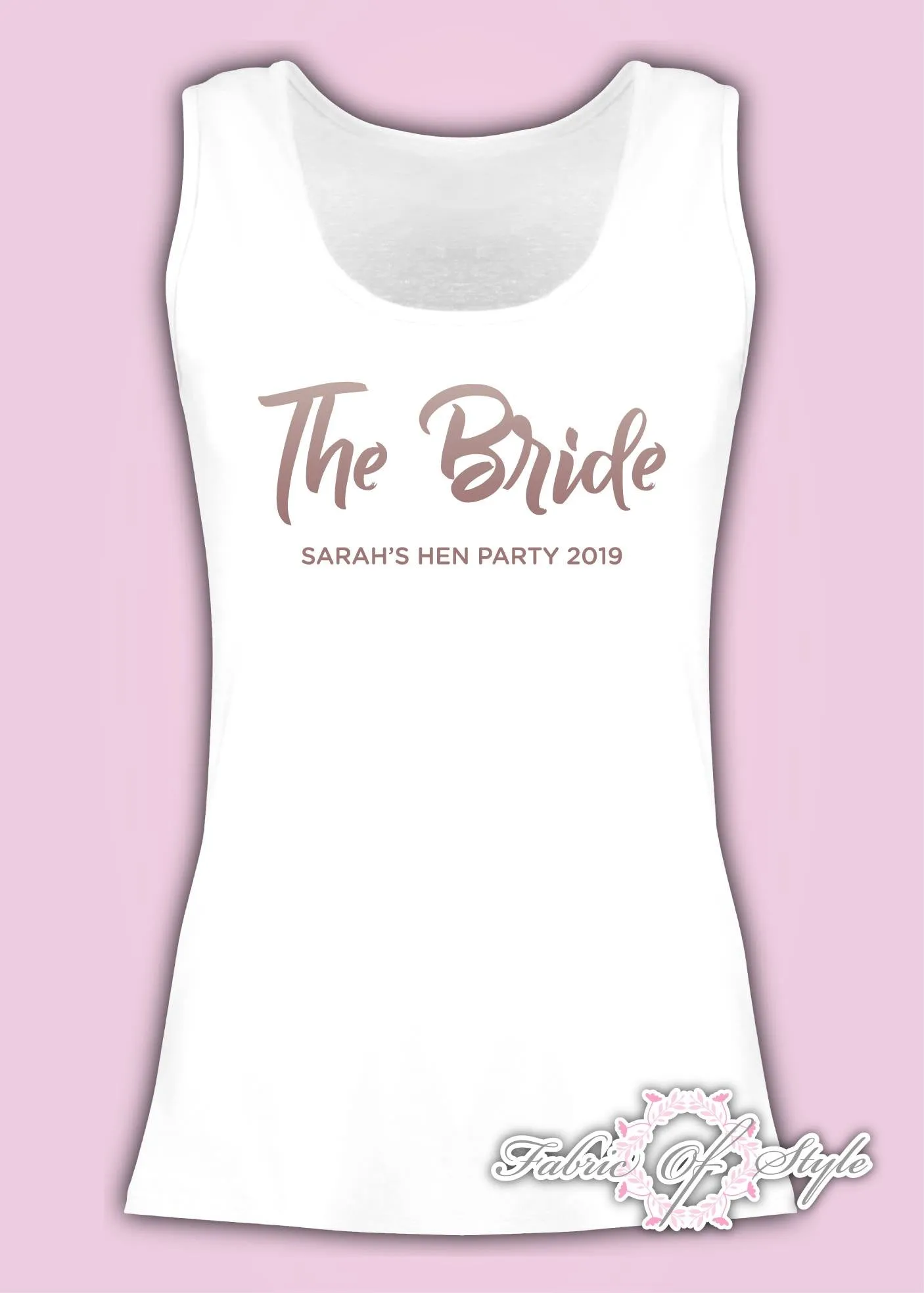 Vest Tank Top Team Bride Hen Do Party Bride Tribe Wedding  Personalised T-shirt Ladies Female Rose Gold